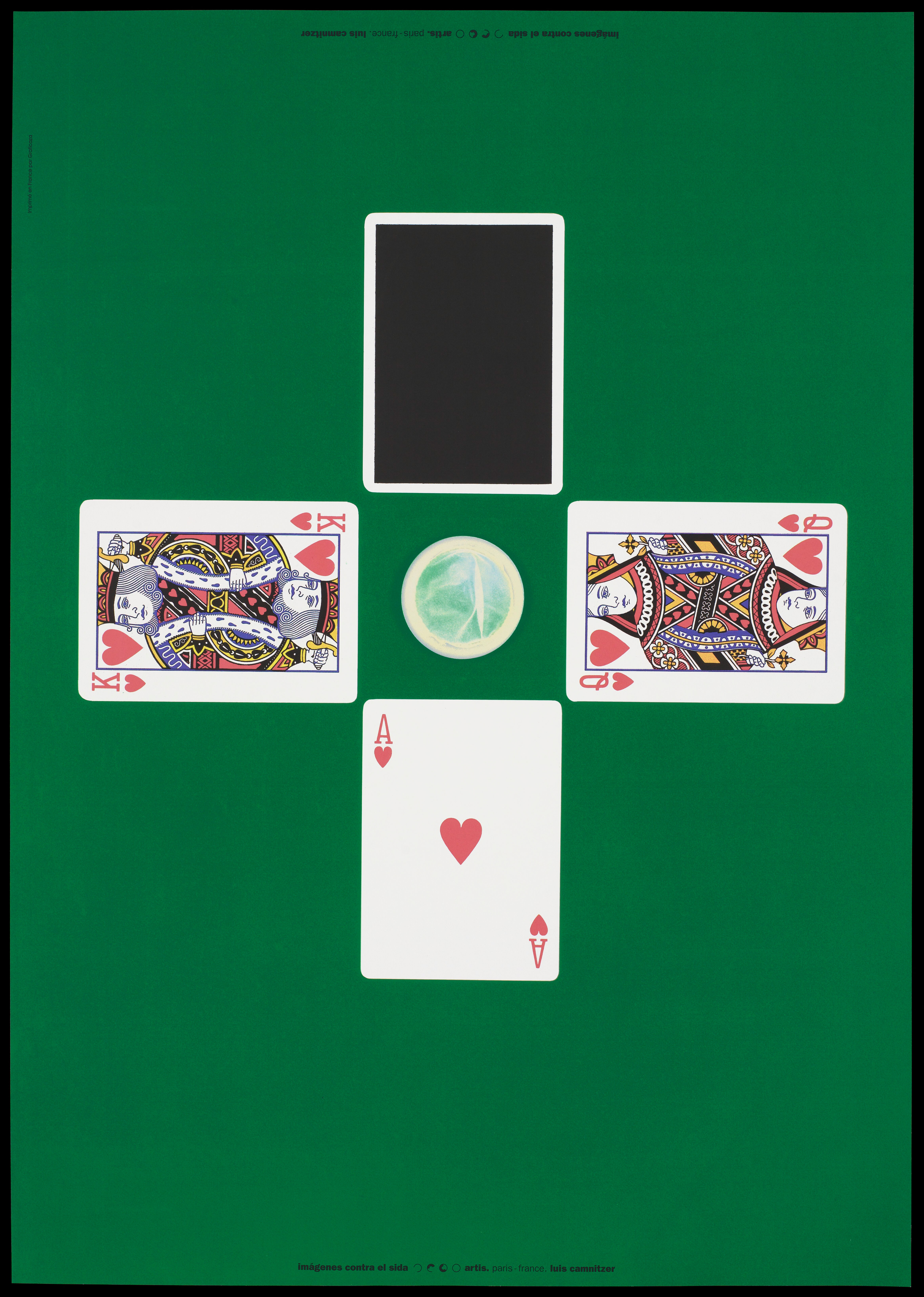 4 cartes amb preservatiu en mig]. SIDA STUDI