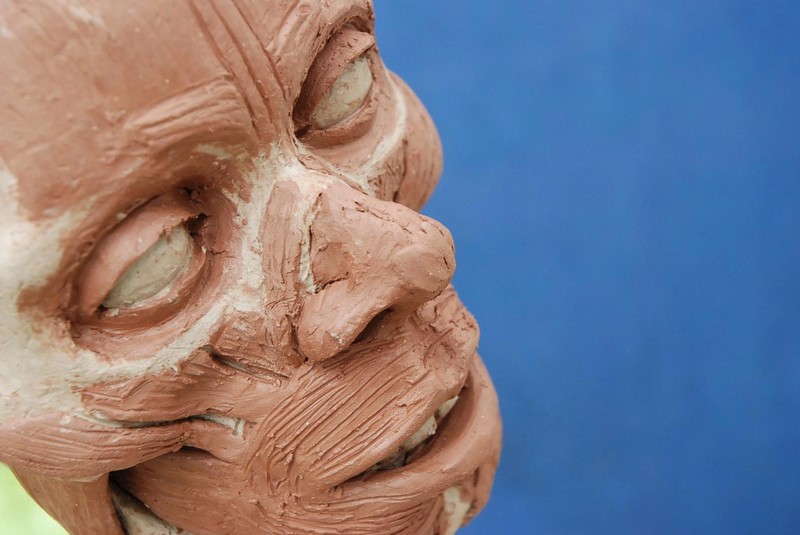 Head sculpture, by Heather Spears
