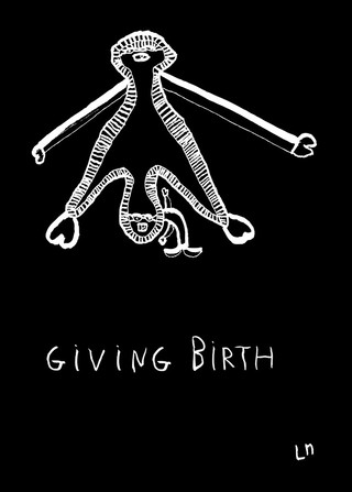 Labour and birth, hand drawn illustration