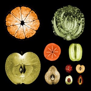 view Collage of mixed fruits and vegetables, MRI