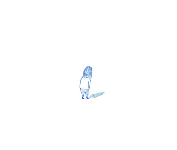 A sad lonely child plays alone, anxiety, illustration