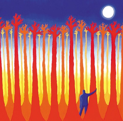 The maze of trees, emotional cancer journey, artwork