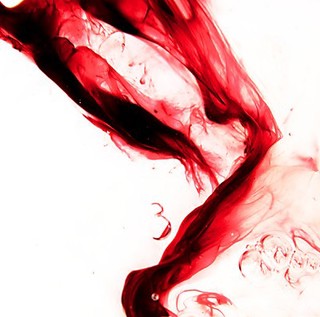 Menstrual blood, artwork title "Ribbon 1"