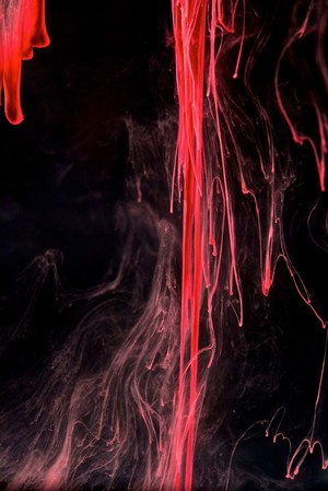 view Menstrual blood, artwork title "Sparks and Smoke"