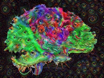 Healthy adult human brain viewed from the side, deep dream