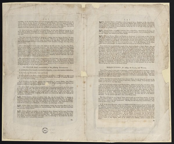 A short and candid account of the nature and virtues of the new Iron Pear-Tree water.