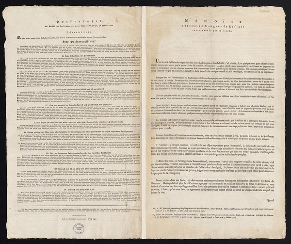 Mémoire adressé au Congrès de Rastatt concernant la petite vérole / Johann Christian Wilhelm Juncker.