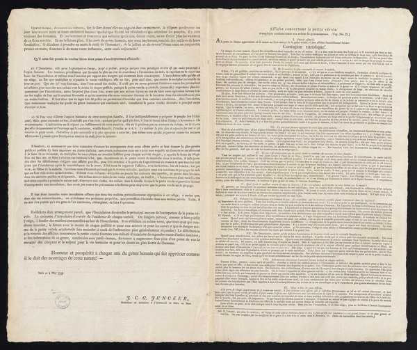 Mémoire adressé au Congrès de Rastatt concernant la petite vérole / Johann Christian Wilhelm Juncker.