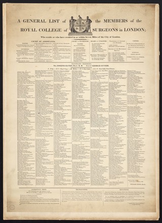 A general list of the members of the Royal College of Surgeons in London : who reside or who have resided in or within seven miles of the City of London.