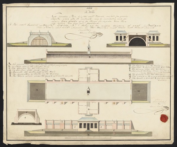 Buildings and plant for producing saltpetre. Watercolour by A. Kroll, 1806.