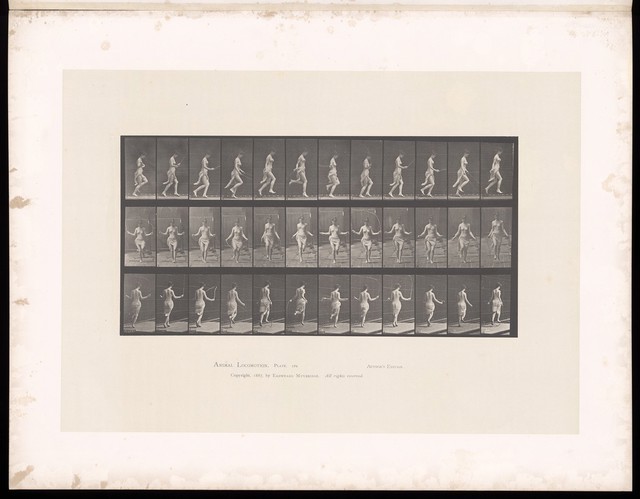 A woman skipping. Collotype after Eadweard Muybridge, 1887.