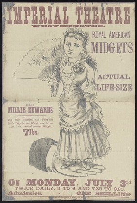 Imperial Theatre, Westminster : Royal American Midgets : Miss Millie Edwards... on Monday, July 3rd.