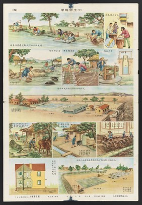 Healthcare and prevention of disease in Communist China. Colour lithographs, 195-.