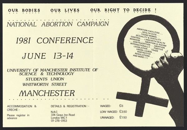 Protests against the Corrie Amendment to the 1967 Abortion Act in the United Kingdom. Colour process prints, 1979-1980.