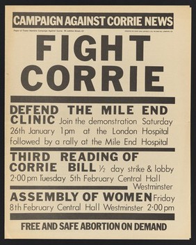 Protests against the Corrie Amendment to the 1967 Abortion Act in the United Kingdom. Colour process prints, 1979-1980.