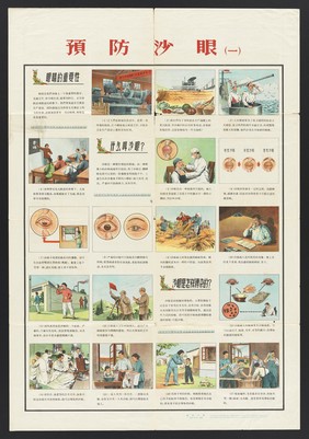 Trachoma: how it is transmitted and prevented. Colour lithographs, 1958.