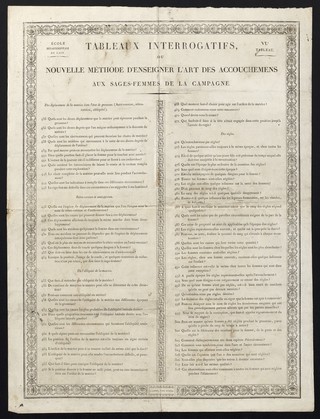 Tableaux interrogatifs, ou Nouvelle méthode d'enseigner l'art des accouchemens [sic] aux sages-femmes de la campagne. 6e. tableau, Des déplacements de la matrice dans l'état de grossesse : anté-version, rétro-version, obliquité / École départementale de l'Ain.
