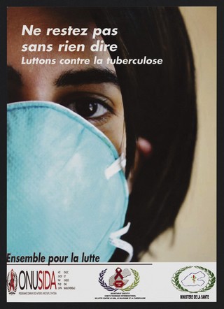 Fighting tuberculosis in Djibouti. Colour lithograph by Ministère de la Santé, ca. 2000.