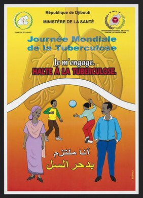 World Tuberculosis Day in Djibouti. Colour lithograph by Said Ali for Ministère de la Santé and Programme National de lutte contre la Tuberculose, ca. 2000.