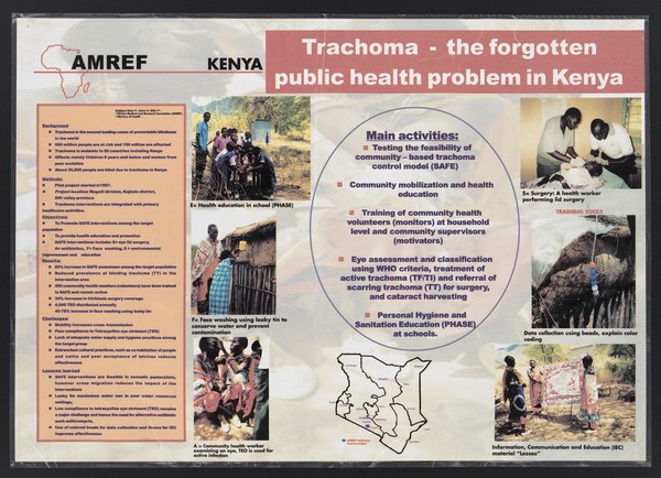 The Amref trachoma control project in Kenya. Colour lithograph by Amref, ca. 2000.