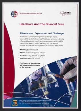 Seminar on healthcare and the financial crisis at Strathmore Business School. Colour lithograph by Strathmore Business School, 2009.