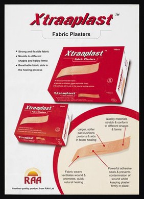 Advert for fabric plasters in Kenya. Colour lithograph by RAA Ltd., ca. 2000.