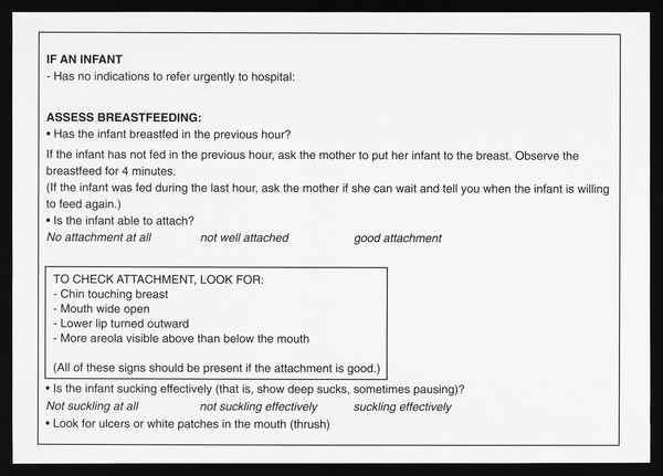 Breastfeeding assessment in Kenya. Lithograph, ca. 2000.