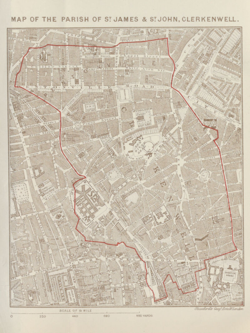 MAP OF THE PARISH OF ST JAMES & ST JOHN, CLERKENWELL.