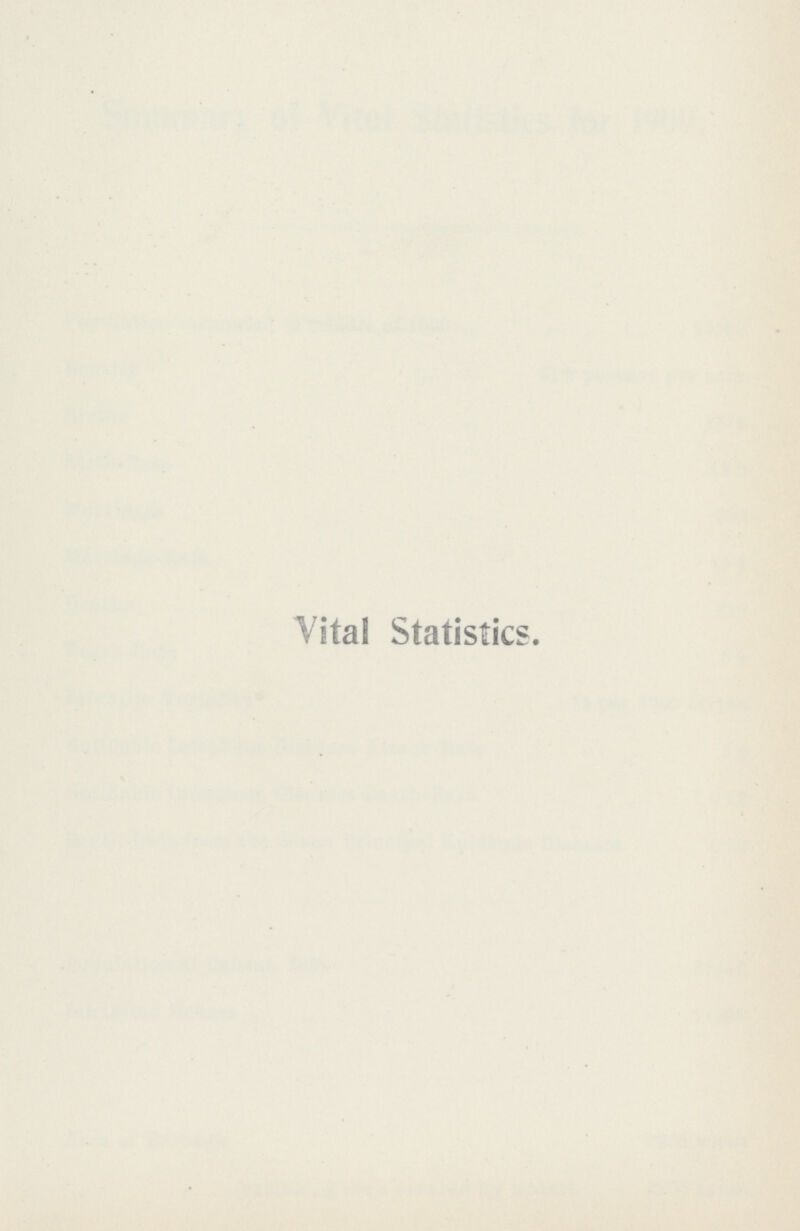 Vital Statistics.