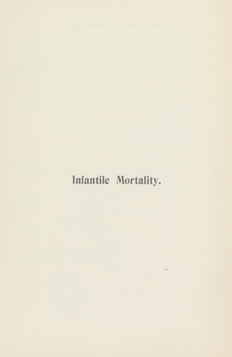 Infantile Mortality.