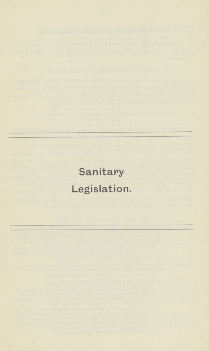 Sanitary Legislation.