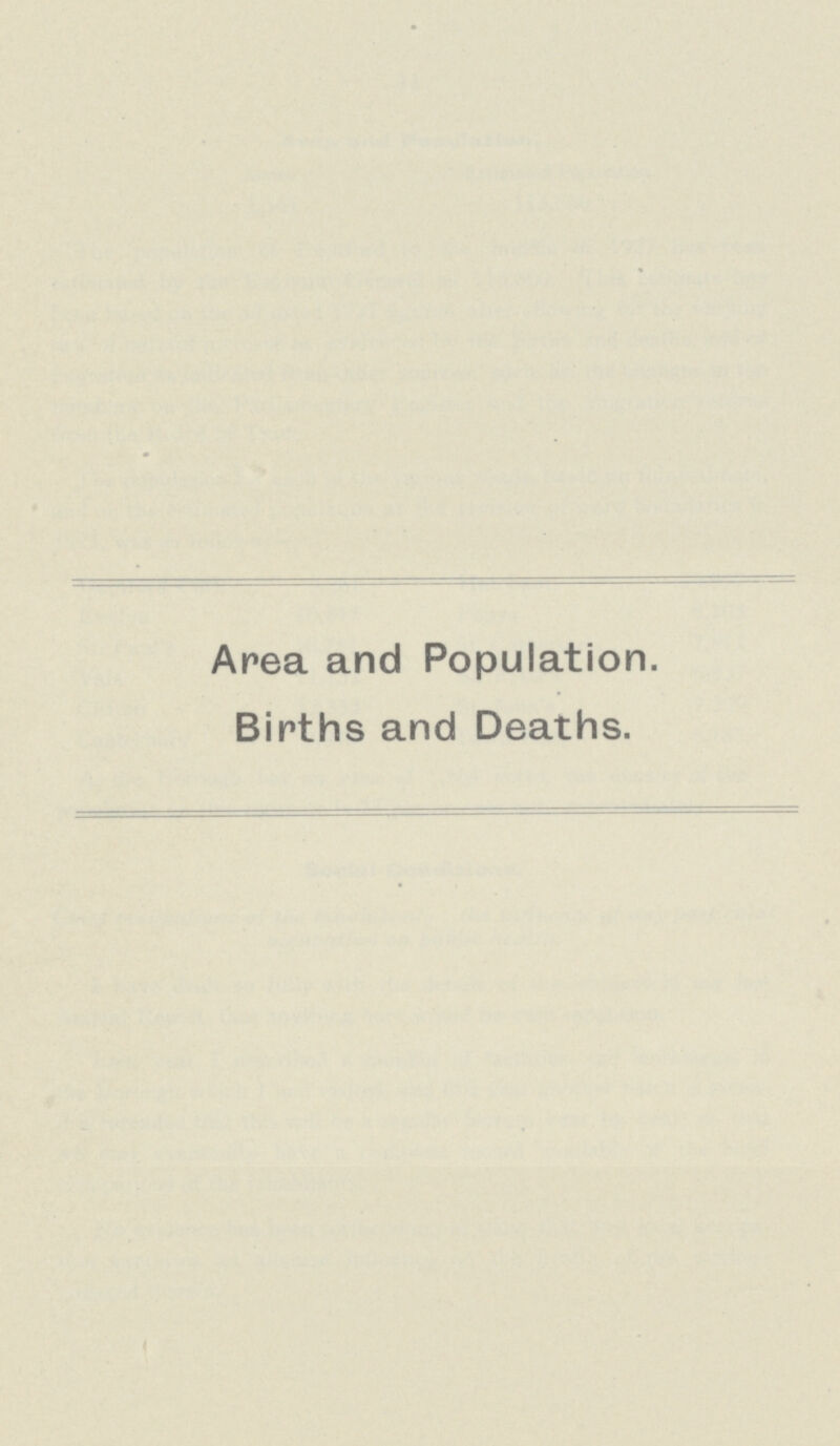 Area and Population. Births and Deaths.