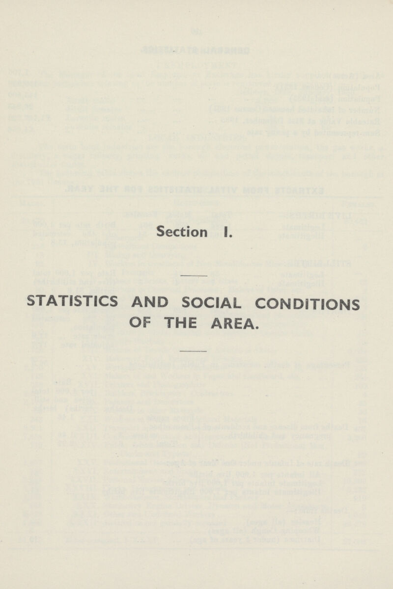 Section I. STATISTICS AND SOCIAL CONDITIONS OF THE AREA.