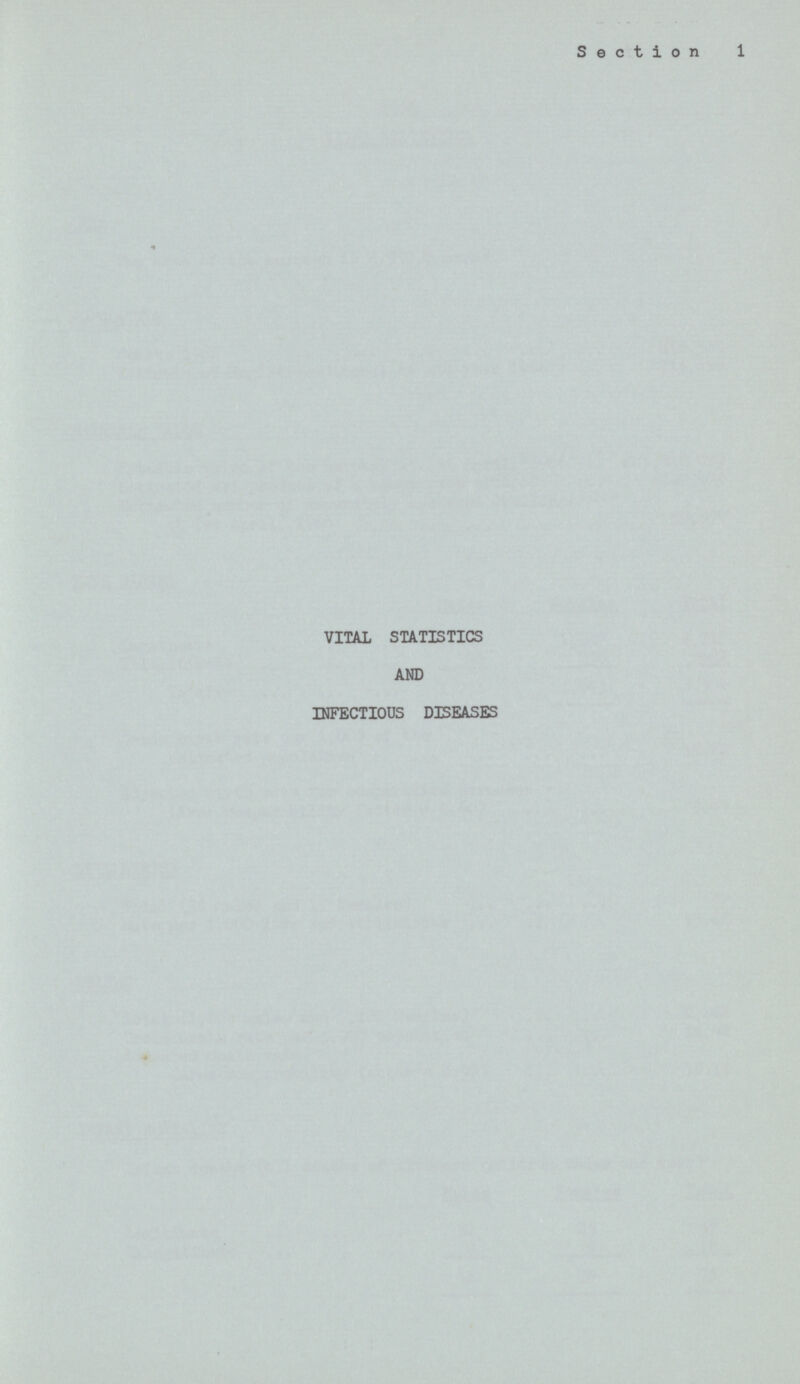 Section 1 VITAL STATISTICS AND INFECTIOUS DISEASES