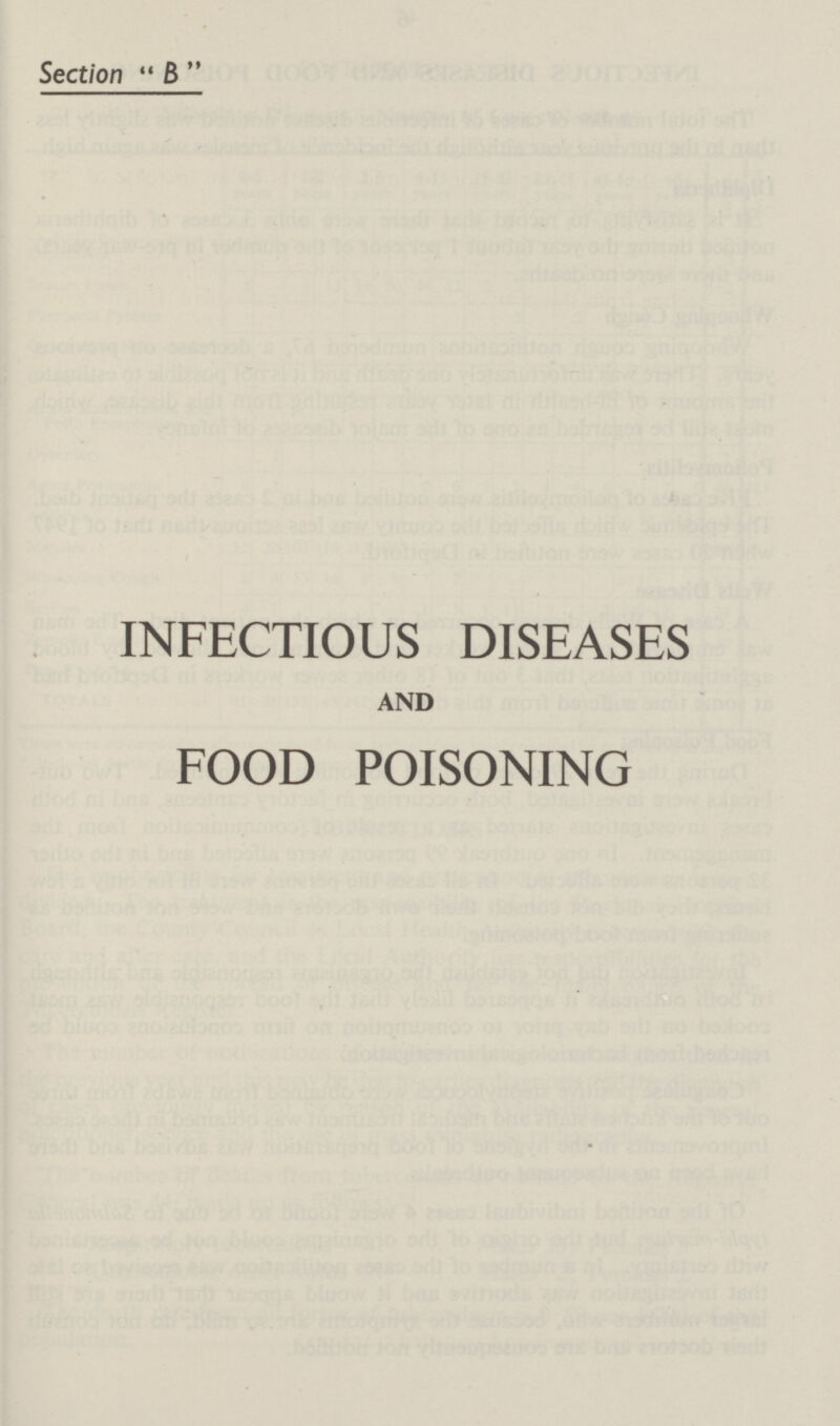 Section B INFECTIOUS DISEASES AND FOOD POISONING