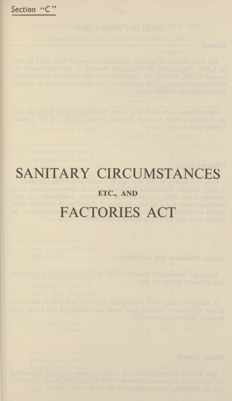 Section C SANITARY CIRCUMSTANCES ETC., AND FACTORIES ACT