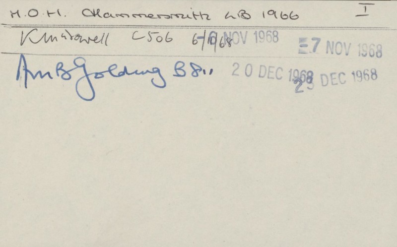 H.O.H. Hammersmith wb 1966 I Kowurowell C506 6/11/68 Amzgolding 88,,