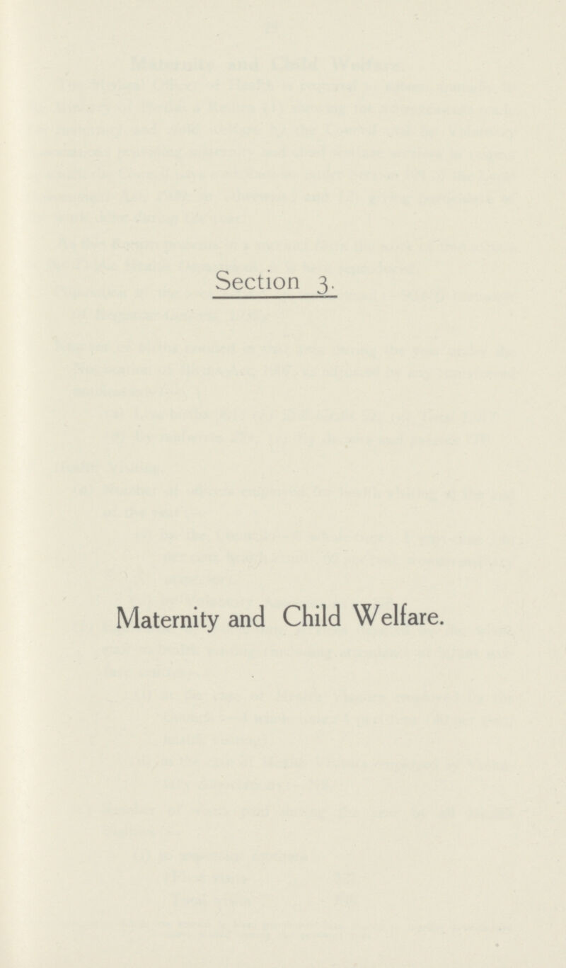 Section 3. Maternity and Child Welfare.