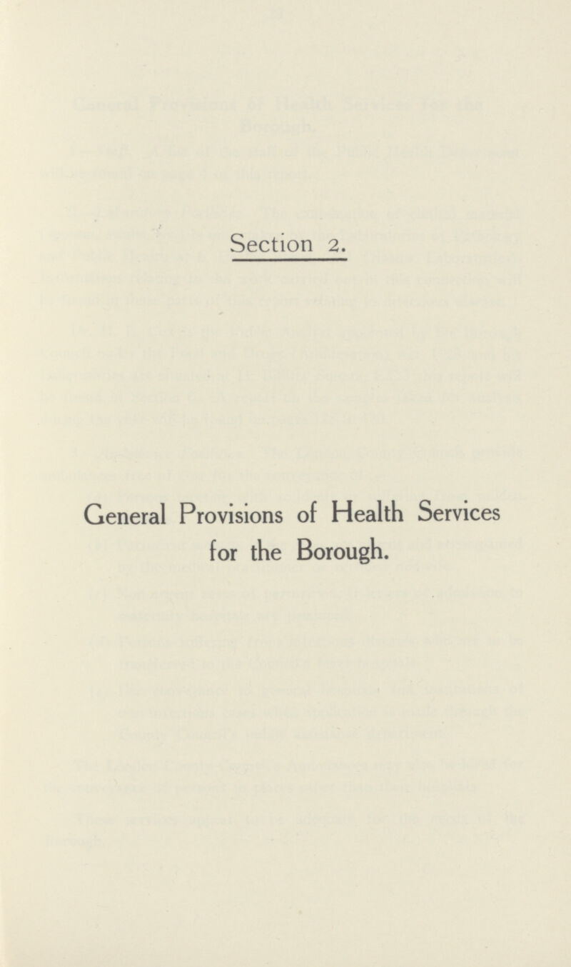 Section 2. General Provisions of Health Services for the Borough.
