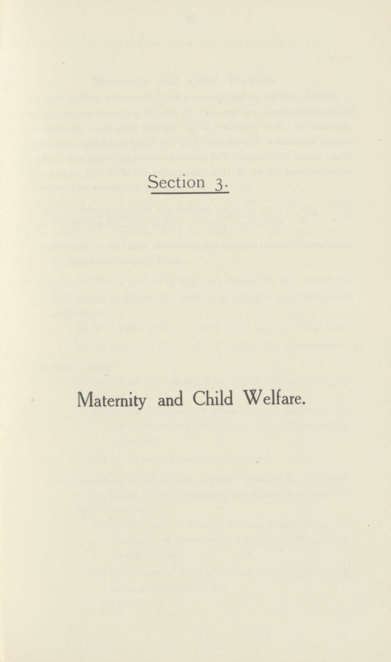 Section 3. Maternity and Child Welfare.