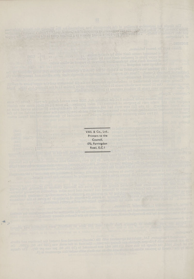 VAIL & Co., Ltd., Printers to the Council, 170, Farringdon Road, E.C. I