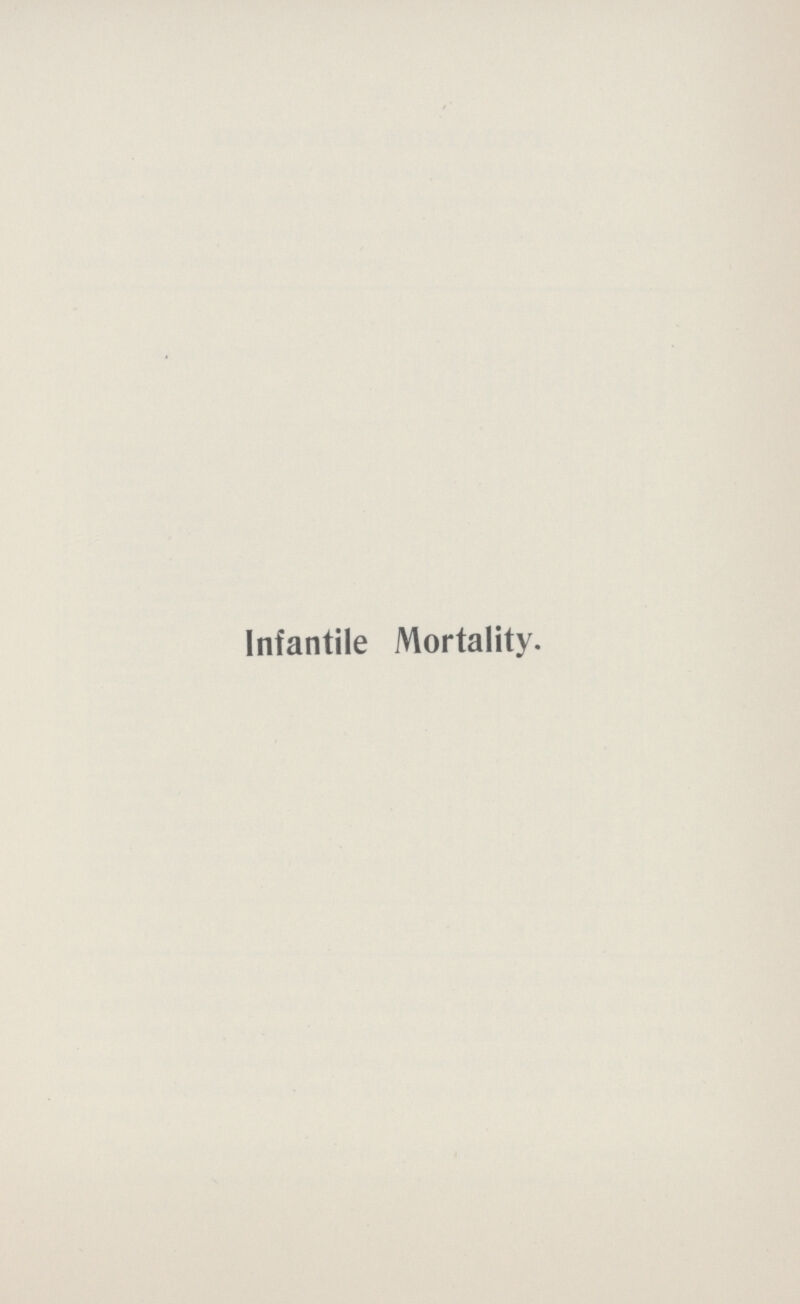 Infantile Mortality.