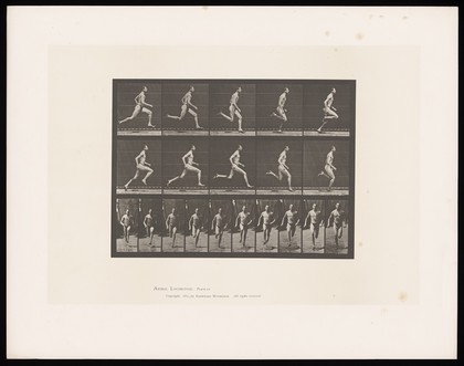 A man sprinting. Collotype after Eadweard Muybridge, 1887.