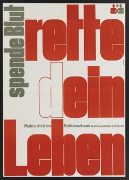 Blood donation to save life. Colour lithograph by H. Fabigan, 195- (?) for the Österreichisches Rotes Kreuz.