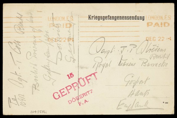 The "Döberitz Empire" stage and seating, at a prisoner of war camp in Döberitz, Germany. Process print, 1916.