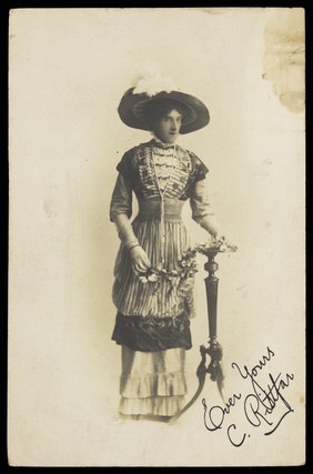 C. Rittfar wearing Edwardian style dress.