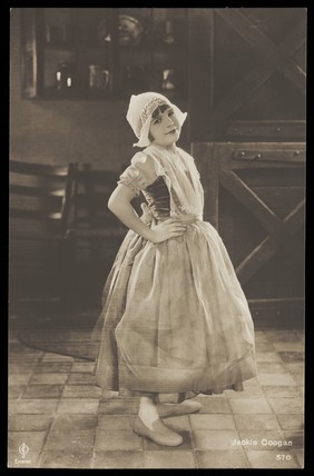 Jackie Coogan in character as a little Flemish girl. Process print, 192-.