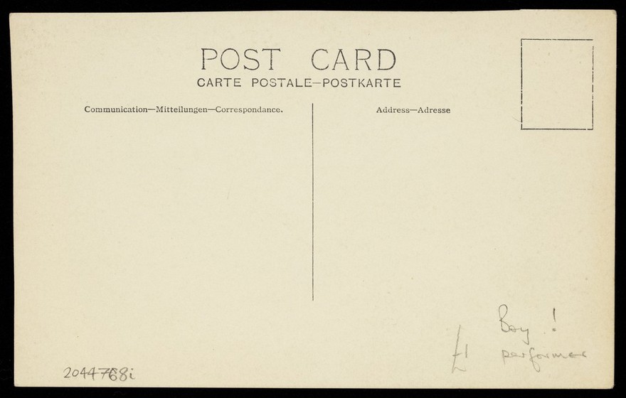 Charlie Bray in character as a Dutch girl. Photographic postcard, 191-.