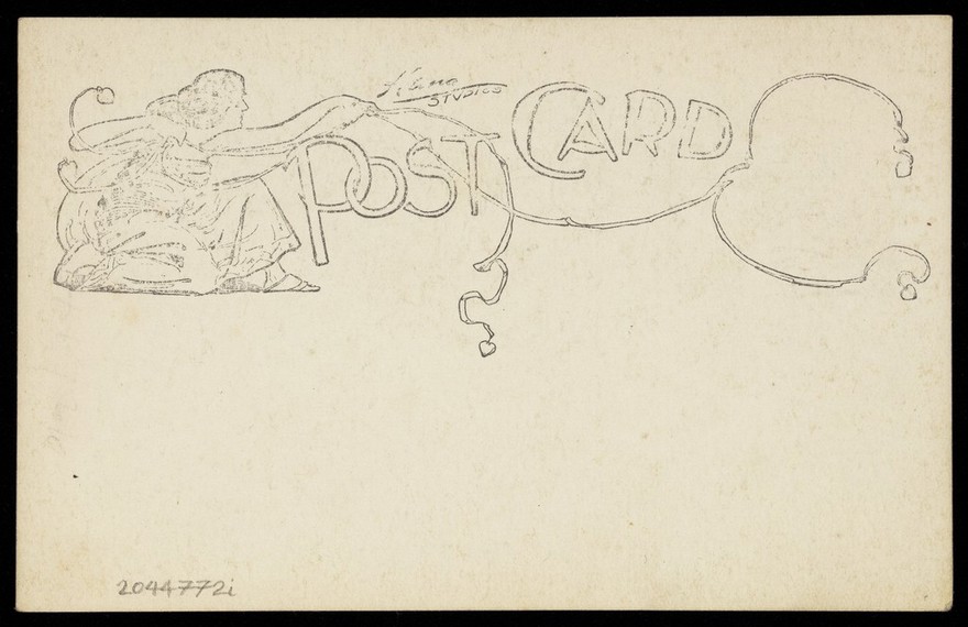 Fred Hutchings in character; performing on stage. Process print, 191-.