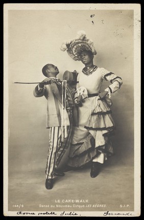 Charles Gregory and Jack Brown dancing the Cake-Walk in Paris. 